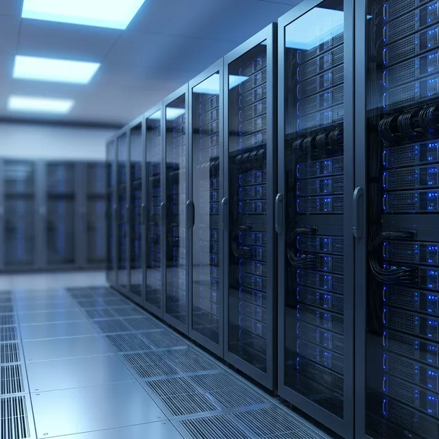 Modern server racks in a clean data center